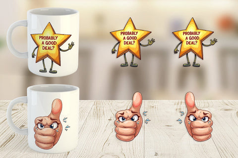 Mug Wrap Witty Warning Icons Sublimation artnoy 