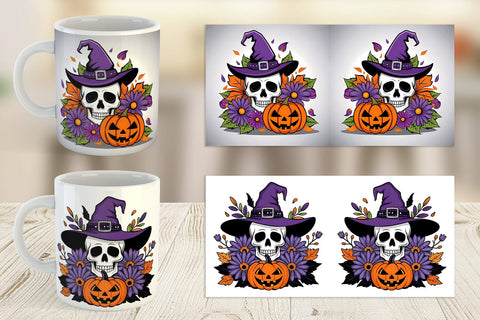 Mug Wrap Wizard Hat Skull Sublimation artnoy 