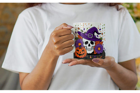 Mug Wrap Wizard Hat Skull Sublimation artnoy 