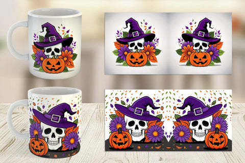 Mug Wrap Wizard Hat Skull Sublimation artnoy 