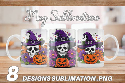 Mug Wrap Wizard Hat Skull Sublimation artnoy 