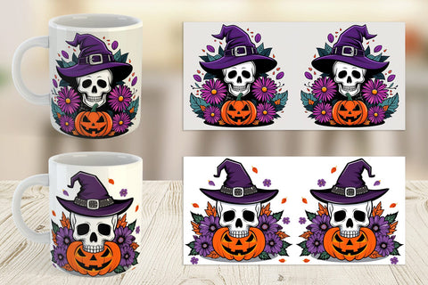 Mug Wrap Wizard Hat Skull Sublimation artnoy 