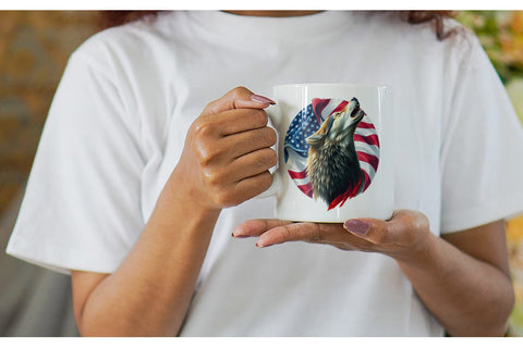 Mug Wrap Wolf 4th of July Sublimation artnoy 