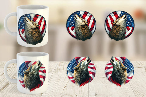 Mug Wrap Wolf 4th of July Sublimation artnoy 