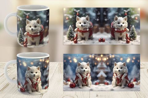 Mug Wrap Wolf Christmas Sublimation artnoy 