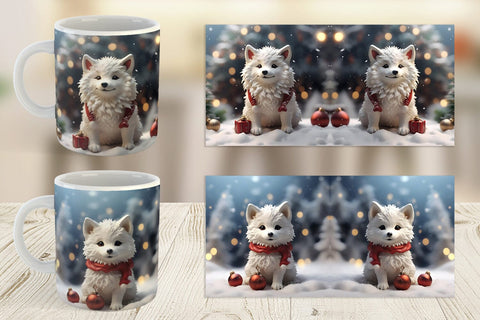 Mug Wrap Wolf Christmas Sublimation artnoy 