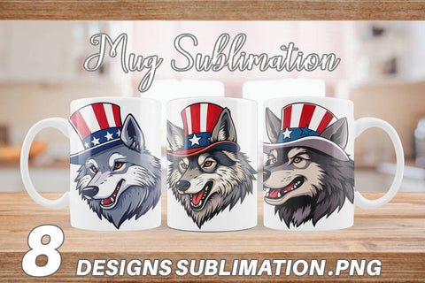 Mug Wrap Wolf Patriotic Sublimation artnoy 