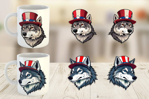 Mug Wrap Wolf Patriotic Sublimation artnoy 