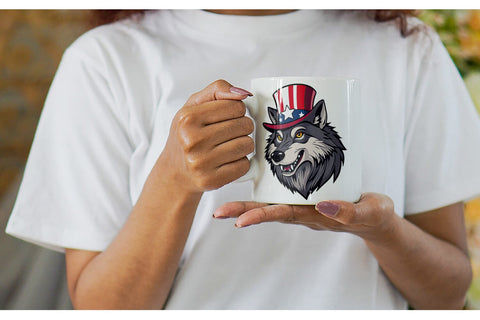 Mug Wrap Wolf Patriotic Sublimation artnoy 