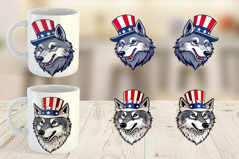 Mug Wrap Wolf Patriotic Sublimation artnoy 