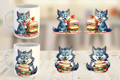 Mug wrap Wolf with Sandwich Sublimation artnoy 