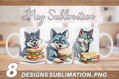 Mug wrap Wolf with Sandwich Sublimation artnoy 