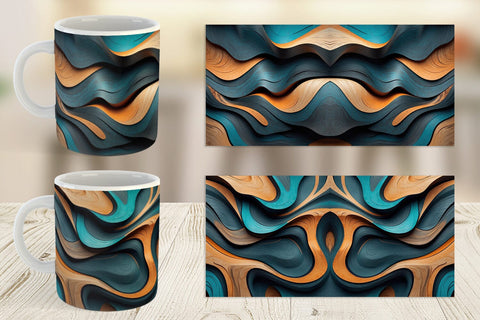 Mug Wrap Wooden Waves Sublimation artnoy 