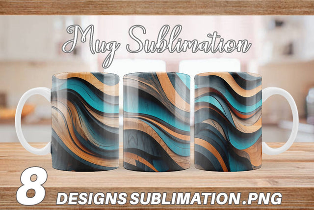 Mug Wrap Wooden Waves Sublimation artnoy 