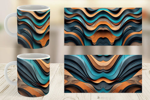 Mug Wrap Wooden Waves Sublimation artnoy 
