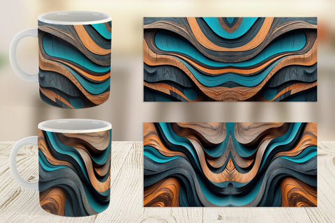 Mug Wrap Wooden Waves Sublimation artnoy 