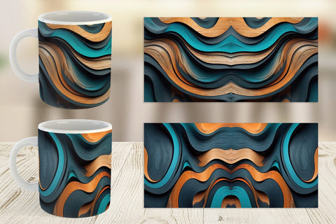 Mug Wrap Wooden Waves Sublimation artnoy 