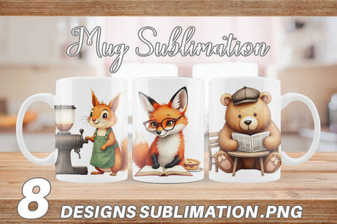 Mug Wrap Woodland Animal Cafe Sublimation artnoy 
