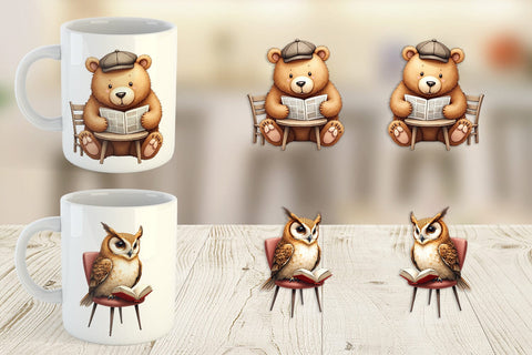 Mug Wrap Woodland Animal Cafe Sublimation artnoy 