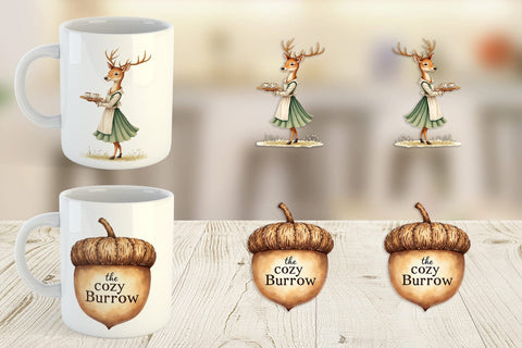 Mug Wrap Woodland Animal Cafe Sublimation artnoy 