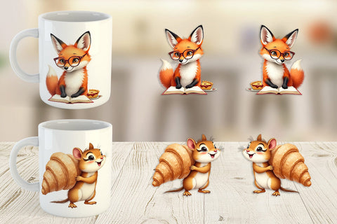 Mug Wrap Woodland Animal Cafe Sublimation artnoy 