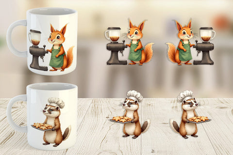 Mug Wrap Woodland Animal Cafe Sublimation artnoy 