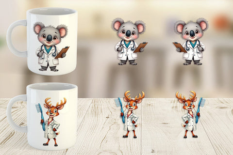 Mug Wrap Woodland Healthcare Heroes Medical Animal Sublimation artnoy 