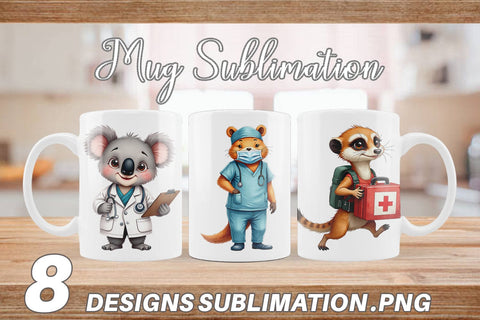 Mug Wrap Woodland Healthcare Heroes Medical Animal Sublimation artnoy 