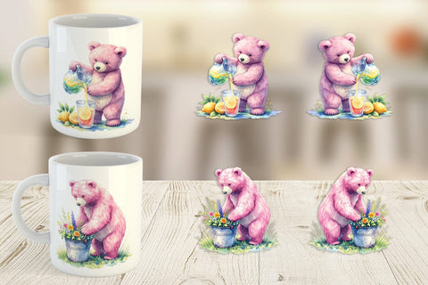 Mug Wrap Woodland Mama Bear Watercolor Sublimation artnoy 