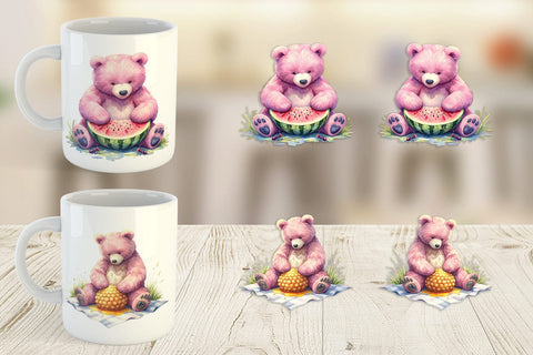 Mug Wrap Woodland Mama Bear Watercolor Sublimation artnoy 