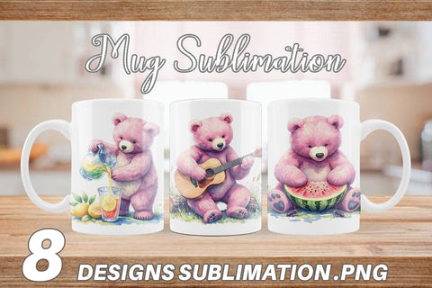 Mug Wrap Woodland Mama Bear Watercolor Sublimation artnoy 