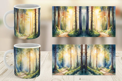 Mug Wrap Woodland Watercolor Sublimation artnoy 