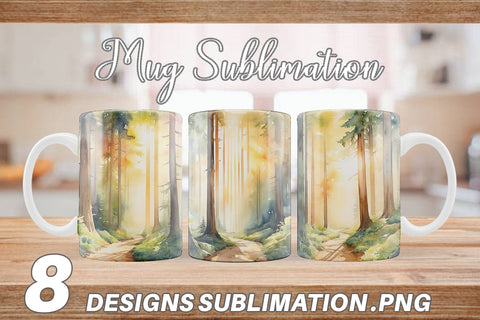 Mug Wrap Woodland Watercolor Sublimation artnoy 