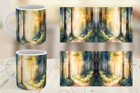 Mug Wrap Woodland Watercolor Sublimation artnoy 