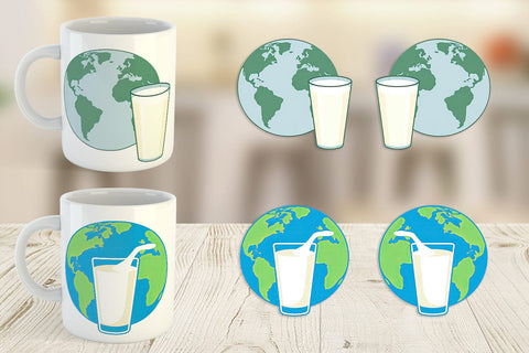 Mug Wrap World with Milk Glass Sublimation artnoy 