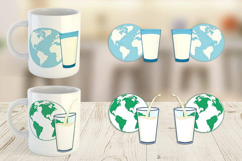 Mug Wrap World with Milk Glass Sublimation artnoy 