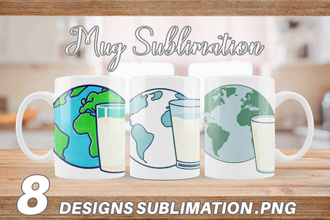 Mug Wrap World with Milk Glass Sublimation artnoy 