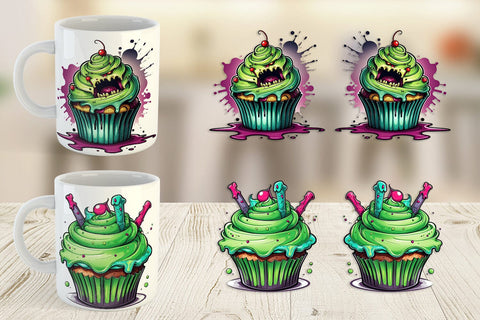 Mug Wrap Zombie Cupcake Sticker Sublimation artnoy 