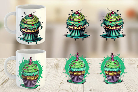 Mug Wrap Zombie Cupcake Sticker Sublimation artnoy 