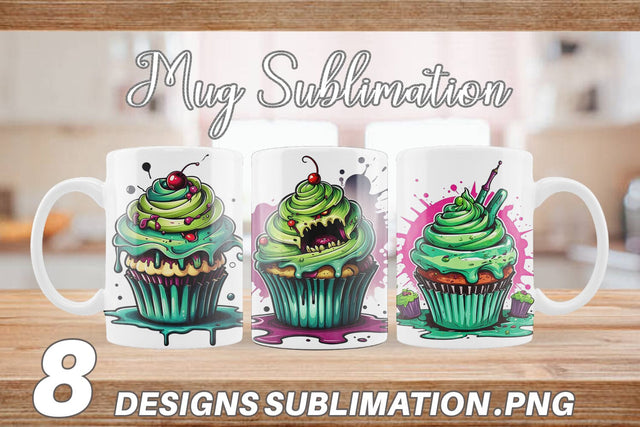 Mug Wrap Zombie Cupcake Sticker Sublimation artnoy 