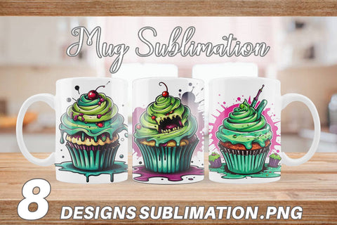 Mug Wrap Zombie Cupcake Sticker Sublimation artnoy 