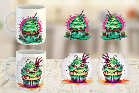 Mug Wrap Zombie Cupcake Sticker Sublimation artnoy 