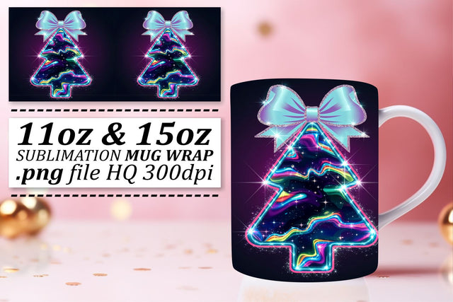 Mug wraps for special occasions, make them memorable! , Neon Xmas Sublimation afrosvg 