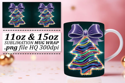 Mug wraps for sublimation, elevate your creativity! , Neon Xmas Sublimation afrosvg 