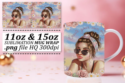 Mug wraps for sublimation, elevate your creativity! , Woman Sublimation afrosvg 