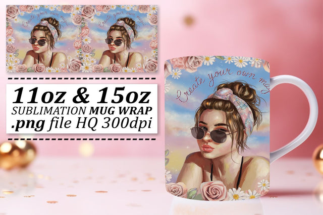 Mug wraps for sublimation, elevate your creativity! , Woman Sublimation afrosvg 