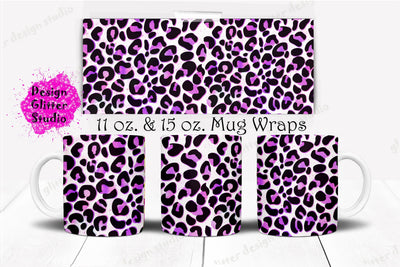 Mug Wraps Template, Rainbow Leopard Mug Wrap Design,Neon Leopard Mug Wraps,Pink Mug Wrap,Personalized Glitter Mug Wrap,Raibow Mug Design PNG Sublimation ArtStudio 