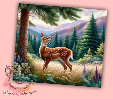 Mule Deer Tumbler, Mountain Design, 20oz Tumbler Wrap, Wildlife Gift, Outdoor Adventure, Hunting Decor, Nature Lover Gift, Digital Download Sublimation Lara' s Designs 