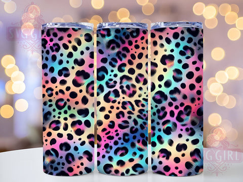 Multi Color Tie Dye Tumbler Wrap, Leopard Print Tumbler, 20oz Sublimation, Colorful Leopard Design, Trendy Drinkware, Tie Dye Leopard Wrap, Stylish Tumbler Design Sublimation SvggirlplusArt 
