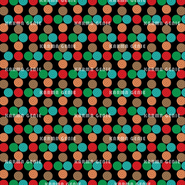 Multi Colored Spirals And Circles Background Pattern Digital Paper Digital Pattern Karma Genie Graphics 